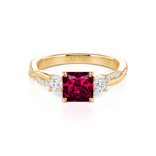 Jeulia Custom Three Stone Princess Cut Engagement Ring