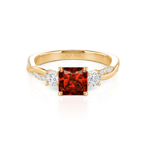 Jeulia Custom Three Stone Princess Cut Engagement Ring