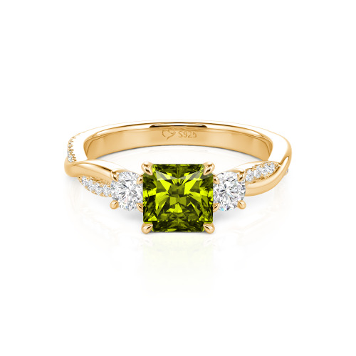 Jeulia Custom Three Stone Princess Cut Engagement Ring
