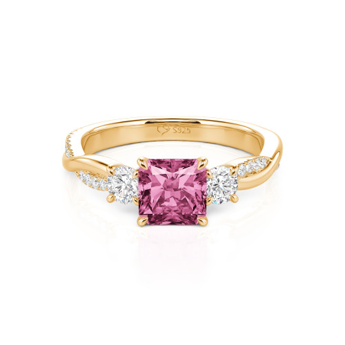 Jeulia Custom Three Stone Princess Cut Engagement Ring