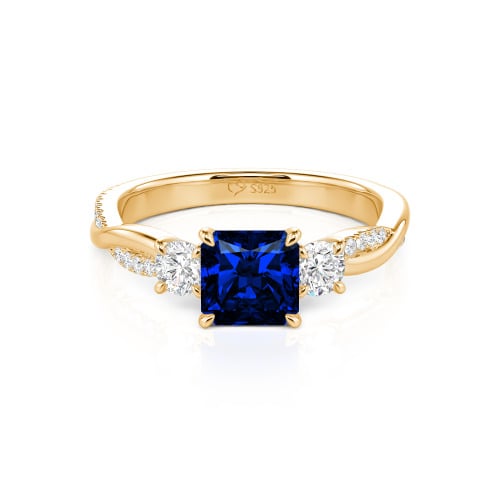 Jeulia Custom Three Stone Princess Cut Engagement Ring
