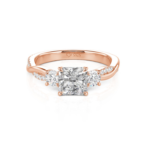 Jeulia Custom Three Stone Princess Cut Engagement Ring