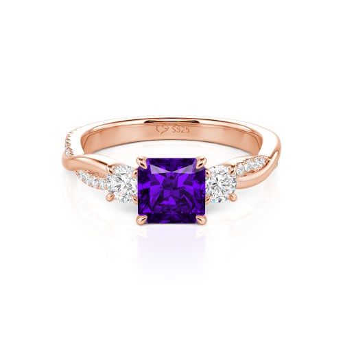Jeulia Custom Three Stone Princess Cut Engagement Ring
