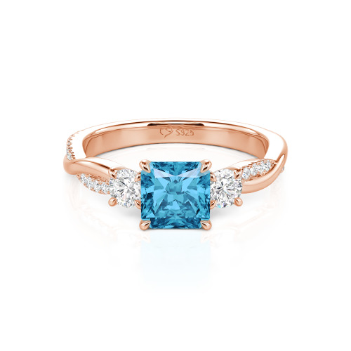 Jeulia Custom Three Stone Princess Cut Engagement Ring