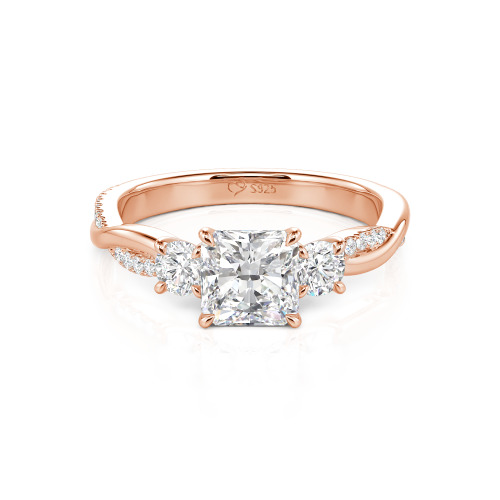 Jeulia Custom Three Stone Princess Cut Engagement Ring