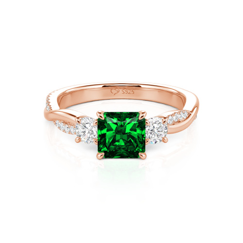 Jeulia Custom Three Stone Princess Cut Engagement Ring