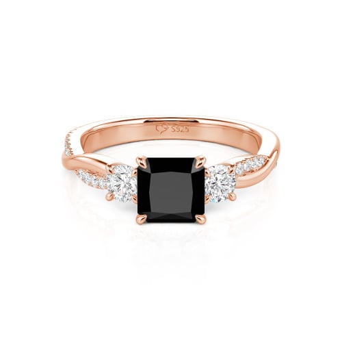 Jeulia Custom Three Stone Princess Cut Engagement Ring