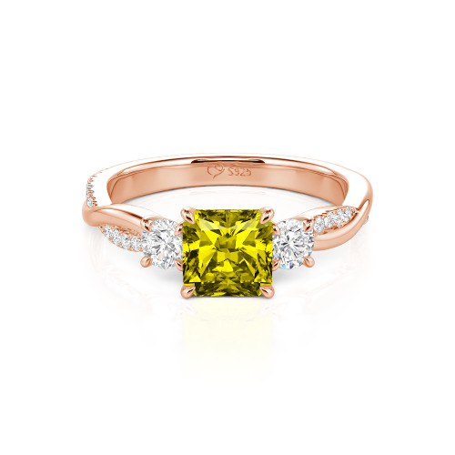 Jeulia Custom Three Stone Princess Cut Engagement Ring
