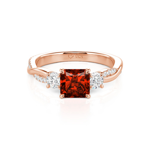 Jeulia Custom Three Stone Princess Cut Engagement Ring