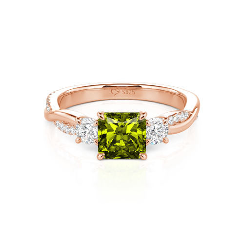 Jeulia Custom Three Stone Princess Cut Engagement Ring