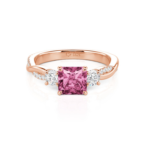 Jeulia Custom Three Stone Princess Cut Engagement Ring