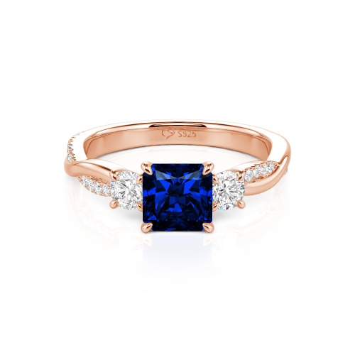 Jeulia Custom Three Stone Princess Cut Engagement Ring