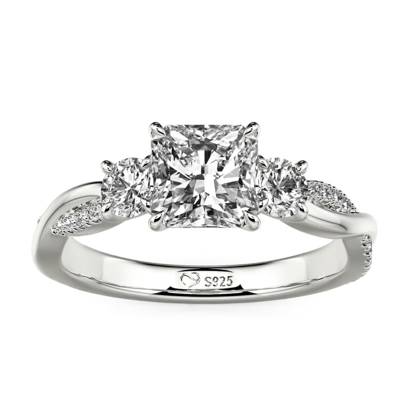 Jeulia Custom Three Stone Princess Cut Engagement Ring