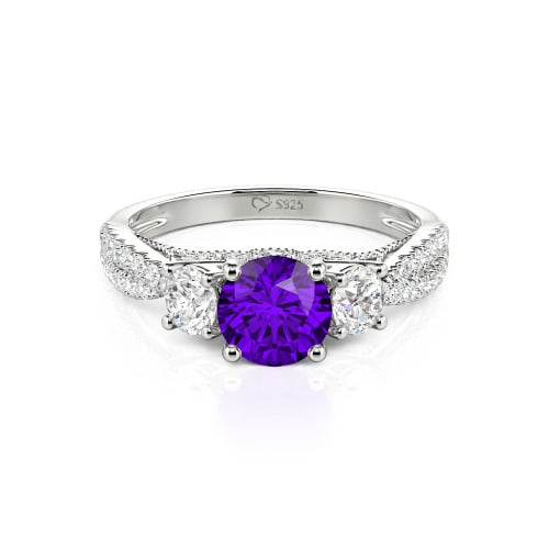 Jeulia Custom Twist Three Stone Round Cut Engagement Ring