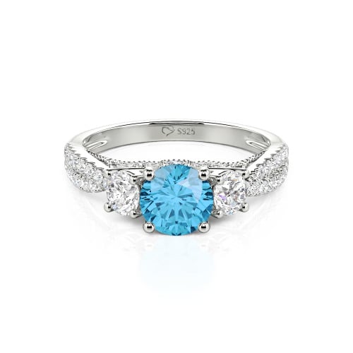 Jeulia Custom Twist Three Stone Round Cut Engagement Ring