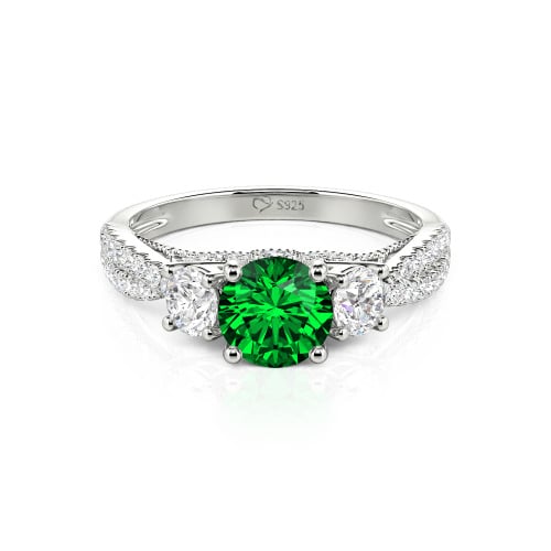 Jeulia Custom Twist Three Stone Round Cut Engagement Ring