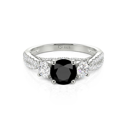 Jeulia Custom Twist Three Stone Round Cut Engagement Ring