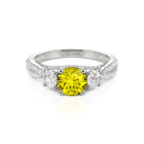 Jeulia Custom Twist Three Stone Round Cut Engagement Ring
