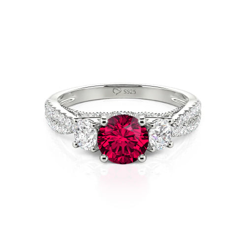 Jeulia Custom Twist Three Stone Round Cut Engagement Ring