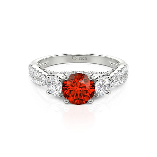 Jeulia Custom Twist Three Stone Round Cut Engagement Ring