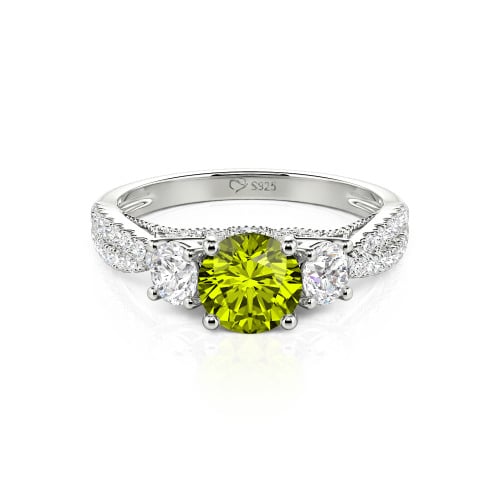 Jeulia Custom Twist Three Stone Round Cut Engagement Ring