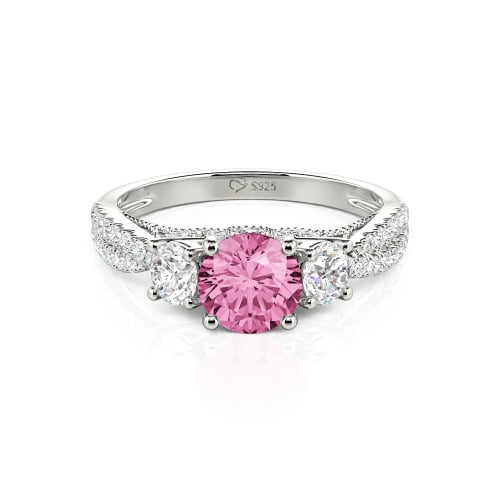 Jeulia Custom Twist Three Stone Round Cut Engagement Ring