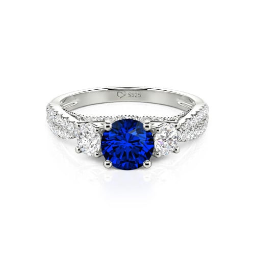 Jeulia Custom Twist Three Stone Round Cut Engagement Ring