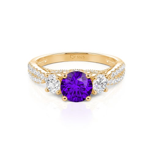 Jeulia Custom Twist Three Stone Round Cut Engagement Ring