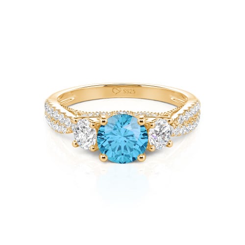 Jeulia Custom Twist Three Stone Round Cut Engagement Ring