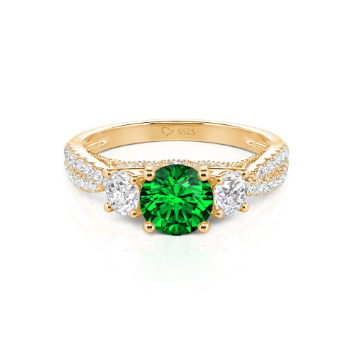 Jeulia Custom Twist Three Stone Round Cut Engagement Ring