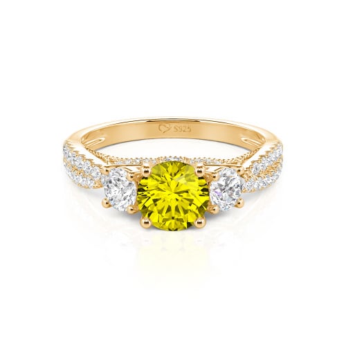 Jeulia Custom Twist Three Stone Round Cut Engagement Ring