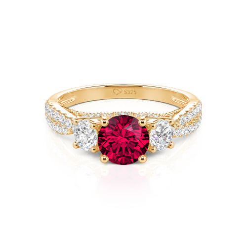 Jeulia Custom Twist Three Stone Round Cut Engagement Ring