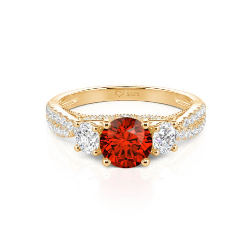 Jeulia Custom Twist Three Stone Round Cut Engagement Ring
