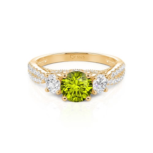 Jeulia Custom Twist Three Stone Round Cut Engagement Ring