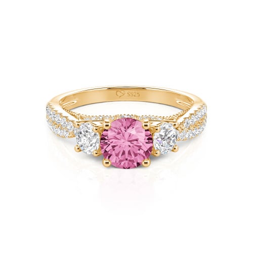 Jeulia Custom Twist Three Stone Round Cut Engagement Ring