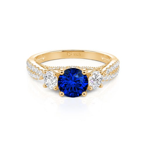 Jeulia Custom Twist Three Stone Round Cut Engagement Ring