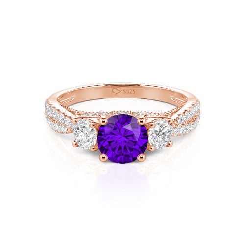 Jeulia Custom Twist Three Stone Round Cut Engagement Ring