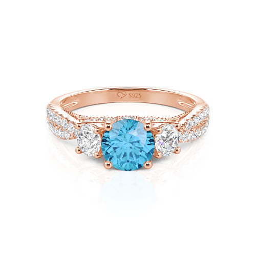Jeulia Custom Twist Three Stone Round Cut Engagement Ring