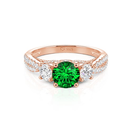 Jeulia Custom Twist Three Stone Round Cut Engagement Ring