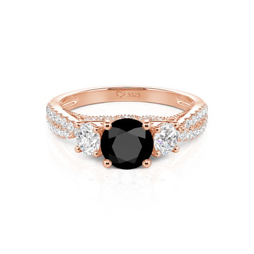 Jeulia Custom Twist Three Stone Round Cut Engagement Ring