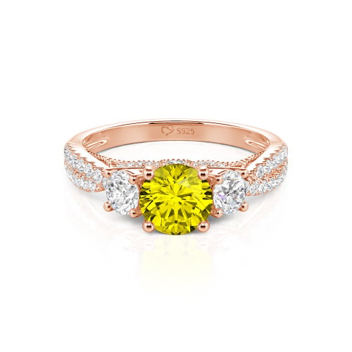 Jeulia Custom Twist Three Stone Round Cut Engagement Ring