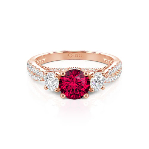 Jeulia Custom Twist Three Stone Round Cut Engagement Ring
