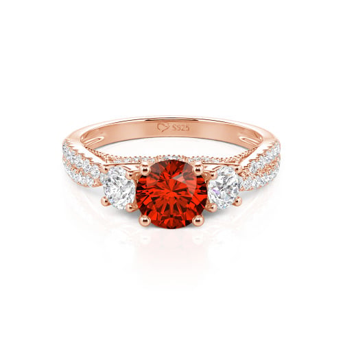 Jeulia Custom Twist Three Stone Round Cut Engagement Ring