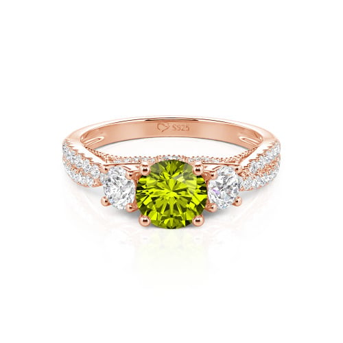 Jeulia Custom Twist Three Stone Round Cut Engagement Ring