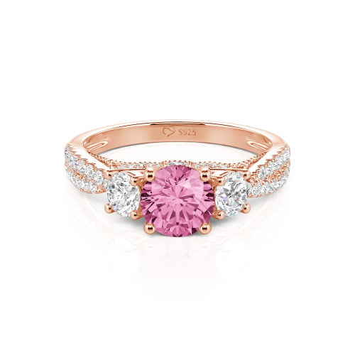 Jeulia Custom Twist Three Stone Round Cut Engagement Ring