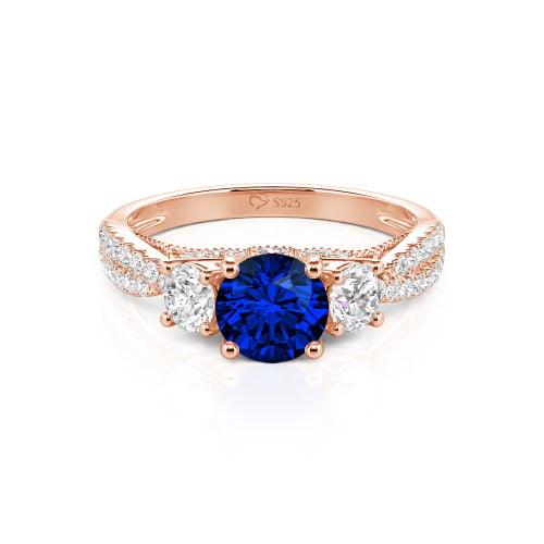 Jeulia Custom Twist Three Stone Round Cut Engagement Ring