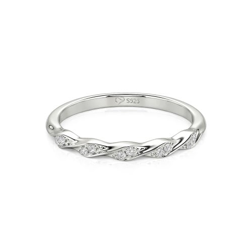 Jeulia Custom Simple Twisted Pave Half Eternity Wedding Band