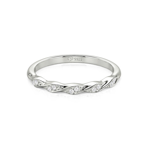 Jeulia Custom Simple Twisted Pave Half Eternity Wedding Band