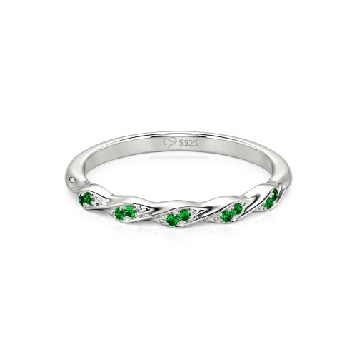 Jeulia Custom Simple Twisted Pave Half Eternity Wedding Band