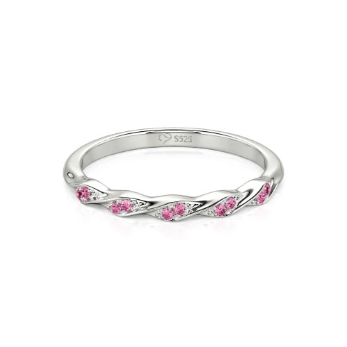 Jeulia Custom Simple Twisted Pave Half Eternity Wedding Band